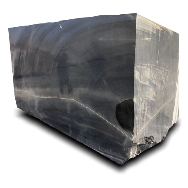 "Premium Tabas Marble block with fine GREY texture, freshly extracted from IRS Company, ready for export and processing."